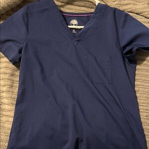 Blue V-Neck Scrub Top and bottoms
